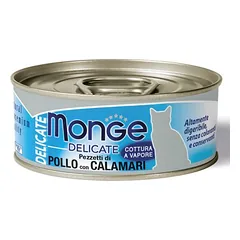 Monge Delicate Chicken With Squid konservai katėms su vištiena ir kalmarais savo sultyse, 80 g