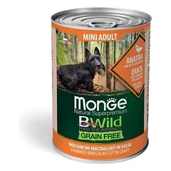 Monge Bwild konservai mažų veislių suaugusiems šunims su antiena, moliūgais ir cukinijomis 6x400g