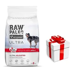 Vetexpert RAW PALEO ULTRA BEEF ADULT MEDIUM/LARGE 2KG + Staigmena ŠUNIUI