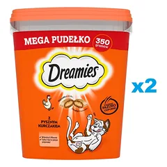DREAMIES Mega Pudełko 2x350 g – skanėstas su skania vištiena katėms.