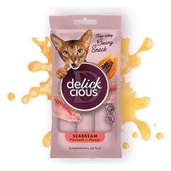 Delickcious kreminiai skanėstai katėms su jūros karšiu ir papaja, 4x15g