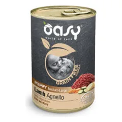Oasy Grain Free Puppy Medium & Large Lamb konservai su ėriena šuniukams