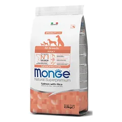2 vnt. Monge adult sausas pašaras (lašiša ir ryžiai) 2,5kg