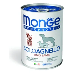 Monge Monoprotein paštetas, tik ėriena, drėgnas maistas šunims 400 g parduotuvėje petreon.lt