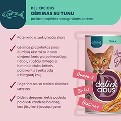 DELICKCIOUS pašaro papildas suaugusioms katėms - sriuba su tunu, 140 g — 2 nuotrauka