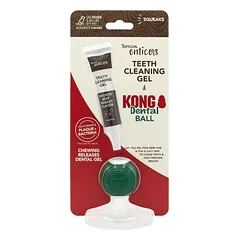 TropiClean Enticers KONG Dental Ball - rinkinys: šunų dantų valymo gelis ir KONG kamuolys