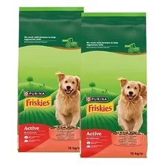 Friskies Active maistas suaugusiems šunims su jautiena ir daržovėmis, 2x15 kg