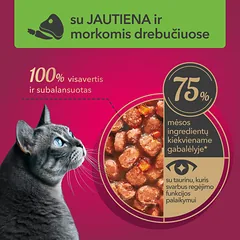 Pilnavertis konservuotas pašaras suaugusioms katėms su jautiena ir morkomis drebučiuose MY LOVE 85g x 24 — 2 nuotrauka