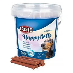 Trixie Happy Rolls minkštos lazdelės su lašiša, skanėstai šunims kibirėlyje, 500 g 