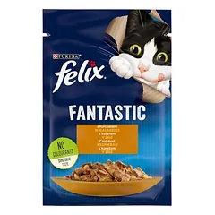 Felix Fantastic Pouches drėgnas maistas katėms, ekonominė pakuotė 52 x 85 g, Huhn und Tomate — 5 nuotrauka