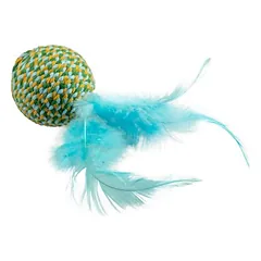 Duvo+ Katzenspielzeug Jolly Ball mit Federn blau