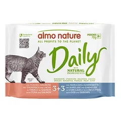 Almo Nature Daily tuncis un lasis/menca un garneles 6x70g - konservi kaķiem
