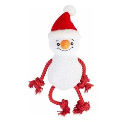Duvo+ Xmas Hundespielzeug Kuschel-Schneemann mit Seil