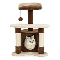 lionto Kratzbaum 65 cm mit Höhle, Plüschball & Sisal: Komfort & Spielspaß