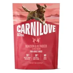 CARNILOVE ACTIVE Dog Venison & Reindeer & Wild Boar sausas pašaras šunims 1,5 kg parduotuvėje animu.lt