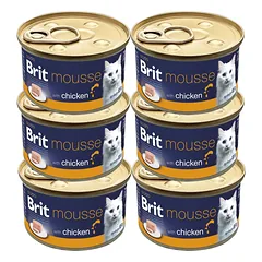 BRIT Premium by Nature Cat Mousse with Chicken 6x85 g mus su vištiena, drėgnas maistas katėms
