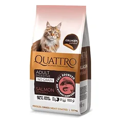 QUATTRO visavertis sausas pašaras suaugusioms jautrioms katėms su lašiša ir kriliu 7 kg