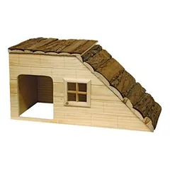 Kerbl Nagerhaus Nature mit Rampe, für Hasen / Hamster / Meerschweinchen