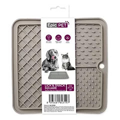 Epic Pet Lick&Snack – laižymo kilimėlis šunims ir katėms, 20x20cm (pilkas) photo