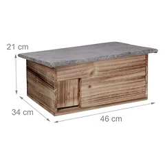 Ežių namelis Relaxdays 10027593_972, su izoliacinėmis grindimis, Ruda/pilka, 46 × 21 × 34 cm — 4 nuotrauka