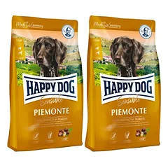 HAPPY DOG Supreme Piemonte - antis, kaštonas, žuvis 8 kg (2 x 4 kg)