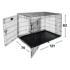 Metalinis narvas XXL (121x76x82cm) dviejų durų, su plastmasiniu padėklu