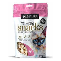 Dr Malou Cat liofilizuoti vištienos krūtinėlės kubeliai, skanėstai katėms 50 g — 4 nuotrauka