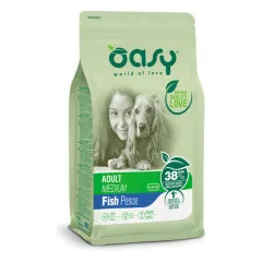 Oasy Adult Medium sausas pašaras su žuvimi šunims - Pet24