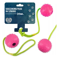 Kamuolinis žaislas šunims 7 cm su virve – tvirtas kramtukas ir žaislas traukimui