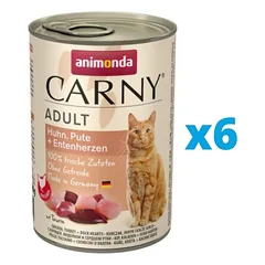 ANIMONDA Carny Adult rinkinys  vištiena, kalakutiena ir ančiukų širdelės a 6 x 400 g
