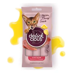 Delickcious kreminiai skanėstai katėms su vištiena ir ananasais, 4x15g