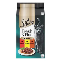 SHEBA Fresh & Fine maišeliai 6x50 g drėgnas maistas katėms su jautiena, vištiena, aviena