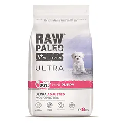 RAW PALEO Ultra Pork Mini Puppy 8 kg – sausas pašaras su kiauliena mažų veislių šuniukams