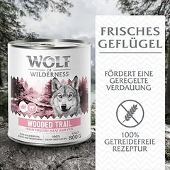 Wolf of Wilderness Adult – su daug šviežios paukštienos, drėgnas maistas šunims 6 x 800 g