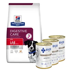 HILL'S PD Prescription Diet Canine i/d stress mini 3kg + ENZO VET Žarnyno dieta šunims su ėriena 3x400g