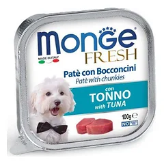 Monge Fresh Tuna paštetas su gabaliukais visų veislių šunims, 100 g