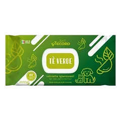Record Green Tea servetėlės 40 vnt. - universalios servetėlės šunų ir kačių kailiui, akims ir ausims valyti, su arbatos kvapu