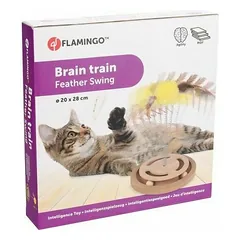 Flamingo cat toy KITTY BRAIN TRAIN WITH FEATHER d 20cm h 28cm — 2 nuotrauka