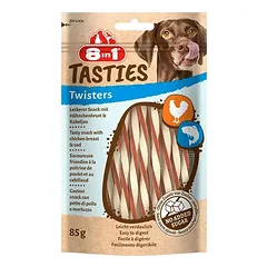 8in1 Tasties Twisters skanėstai šunims su vištiena ir menke, 85 g