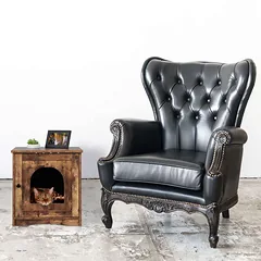 Katės tualeto spintelė Relaxdays 10047383.0, uždara su durelėmis, Ruda, 48 × 50 × 50 cm — 2 nuotrauka