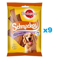 PEDIGREE Schmackos Multi Mix 9x144g jautienos juostelių pavidalo skanėstai šunims