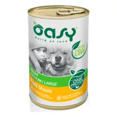 Oasy Adult Medium & Large Pork vieno baltymo konservai su kiauliena šunims, 400 g parduotuvėje vet1.lt