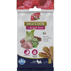 FARMINA N&D Quinoa Dental Treat Digestion Mini 60 g (7 vnt.) dantų skanėstai mažų veislių šunims