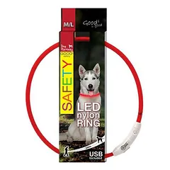 Šviečiantis Antkaklis Šunims LED, Reguliuojamas, 65cm (Raudonas)