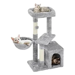 Kratzbaum klein 87 cm hoch stabiler Kletterbaum mit Plüsch Sisal für Katzen