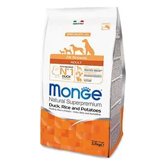 Monge ALL BREEDS Adult antiena, ryžiai ir bulvės sausas maistas visų veislių suaugusiems šunims su antiena, ryžiais ir bulvėmis, 2.5 kg