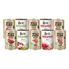 BRIT PATE & MEAT + WILD FARM Pate skonių mišinys 10x400g