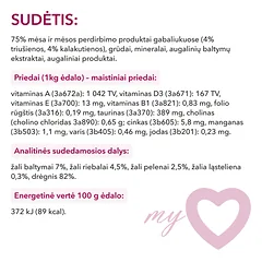 Pilnavertis konservuotas pašaras suaugusioms katėms su triušiena ir kalakutiena padaže MY LOVE 85g x 24 — 3 nuotrauka