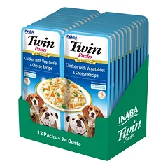 INABA Dog Twin Vištiena, daržovės ir sūris sultinyje šunims 24x40g