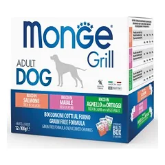 Monge GRILL MIX Dog Adult salmon/pork/lamb 100gx12